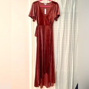 COPY - Baltic Born Andi Ribbed Velvet Wrap Dress in Dark Rose NWT